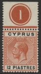 1913 Cyprus KGV SG.82  12pi chestnut & black. plate 1 top perf. U/M (MNH)