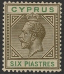 1912 Cyprus SG.80 6pi  sepia & green. U/M (MNH)