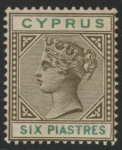1896 Cyprus SG.45  6pi sepia & green. M/M