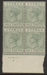 1892 Cyprus SG.31  ½pi dull green Die 2  block of 4 U/M (MNH)