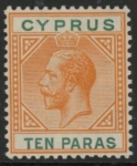 1912 Cyprus KGV SG.74 10pa orange & green  M/M