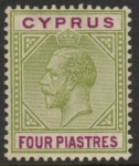1912 Cyprus KGV SG.79   4pi olive-green & purple.  U/M (MNH)