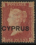 1880 Cyprus SG.2 1d red overprinted 'Cyprus' plate 201 corner letters RC  M/M.