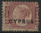 1880 Cyprus SG.½d red overprinted 'Cyprus' plate 15'  corner letter. DR LM/M.