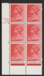 U97 (x929)  Harrison 2½p rose-red Type II phos (FCP)    perf RE  Cyld. 25  dot  U/M (MNH)