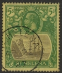 1922  St. Helena  SG.95  5/- grey & green/yellow. very fine used.