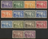 1938-44 St Helena.  SG.131-140 KGVI   set 14 values fine used.