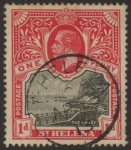 1912 St Helena KGV SG73  1d black & carmine-red.  fine used.