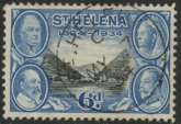 1934 St. Helena - SG.119  6d black & light blue. (wmk Script) very fine used.