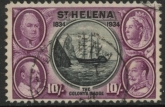 1934 St. Helena - SG.123  10/- black & purple. (wmk Script) very fine used.