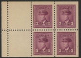 1943 Canada SG.378a 3c purple 4 stamps + 2 labels U/M (MNH)