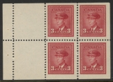 1942 Canada SG.377a 3c carmine-lake Pane of 4 + 2 labels U/M (MNH)