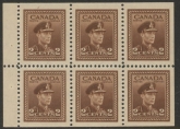 1942 Canada SG.376b 2c brown booklet pane of 6 U/M (MNH)