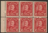 1930 Canada SG.291a 2c scarlet booklet pane of 6 U/M (MNH)