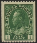 1914  Canada  SG.216  1c yellow-green. perf 12 x imperf  U/M (MNH)
