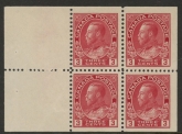1922 Canada SG.248aa 3c carmine  booklet pane of 4 + 2 labels  U/M (MNH)