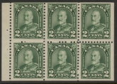 1930 Canada SG.290a 2c green.  booklet pane of 6  M/M