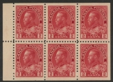 1912 Canada SG.201a 2c deep rose-red.  booklet pane of 6  M/M