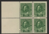 1922 Canada SG.247aa 2c deep green.  booklet pane of 4 + 2 labels  M/M