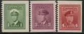 1943 Canada SG.394-6 Imperf x 12 Set of 3 values mounted mint