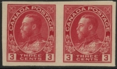 1924 Canada SG.261 3c carmine imperf pair  mounted mint
