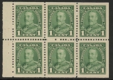 1935  Canada SG.341a  1c green  booklet pane of 6  (nicely centred) mounted mint