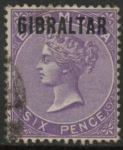 1886 Gibraltar.  SG.6  6d  deep lilac  fine used.
