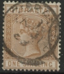 1887 Gibraltar.  SG.14  1/-  bistre. fine used.