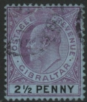 1907 Gibraltar.  SG.59 2½d purple & black/blue . fine used.