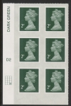 U2921  2p 2B deep green M14L  cyld. D2  grid position R4  C3  DLR  U/M (MNH)