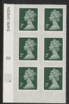 U2921  2p 2B deep green M15L  cyld. D2  grid position R4  C3  DLR  U/M (MNH)