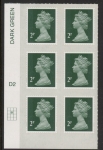 U2921  2p 2B deep green M17L  cyld. D2  grid position R2  C2  DLR  U/M (MNH)