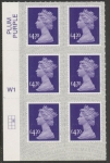 U2973a  £4.20 dp. violet M21L Cyld. W1  grid position  R2 C2  SBP  s/L  Walsall/ISP  U/M (MNH)