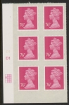 U2927  76p bright rose  M11L  cyld. D1  grid position R2 C1  DLR U/M (MNH)