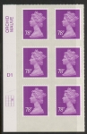 U2928  78p  2B mauve MA13  cyld. D1  grid position R2  C3   DLR  U/M (MNH)