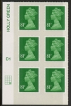 U2929  81p 2B  green M14L  Cyld.  D1  grid position  R4 C3  DLR U/M (MNH)