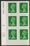 U2929  81p 2B  green M14L  Cyld.  D1  grid position  R4 C2  DLR U/M (MNH)