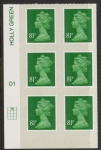 U2929  81p 2B  green M14L  Cyld.  D1  grid position  R1 C2  DLR U/M (MNH)