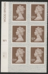 U2934 £1 bistre brown 2B  M21L  cyld. W1  grid position R3 C1   SBP  s/L  Walsall  U/M (MNH)