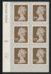 U2934 £1 bistre brown 2B  M19L  cyld. W1  grid position R3 C1   SBP  s/L  Walsall  U/M (MNH)
