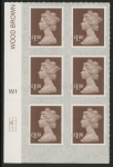 U2934 £1 bistre brown 2B  M18L  cyld. W1  grid position R2 C1   SBP  L/s  Walsall  U/M (MNH)