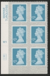 U2952 £1.70 turquoise M21L cyld. W1 grid position R2 C1 SBP s/L  Walsall.  U/M (MNH)