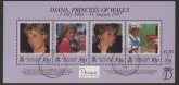 1998 Falkland Islands  MS.803  Diana, Princess of Wales Commemoration. mini sheet. used (CTO)