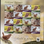 2009 Falkland Islands. SG.1144a-7a Endangered Species Cobbs Wren.(without white border) sheetlet. used (CTO)