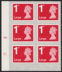 U3003  1st Large brt. scarlet.  M20L  cyld. W1  grid position R1 C1  SBP  L/s  Walsall.U/M (MNH)
