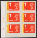U3050 1st Large 'Signed For'  Cyld D1 x 3 MA13  grid  R1 C2  DLR U/M (MNH)