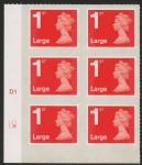 U3002  1st Large. vermilion  M14L  cyld. D1  grid position R2  C2    DLR  U/M (MNH)