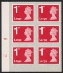 U3003  1st Large brt. scarlet.  M18L  cyld. W1  grid position R2  C2 SBP  s/L  Walsall  U/M (MNH)