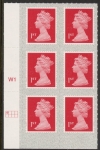 U2998  1st brt scarlet 2B  M19L  SBP  s/L   Cyld. W1  grid position  R1 C1 Walsall  U/M (MNH)