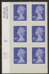 U2932  97p violet  2B   M14L  cyld. D1  grid position  R1 C1  DLR  U/M (MNH)